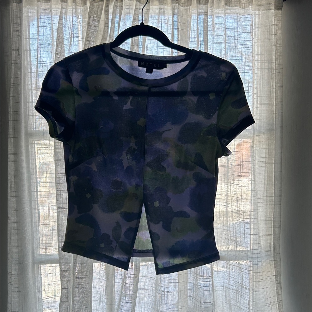 Motel Rocks Camo Mesh Crop Top